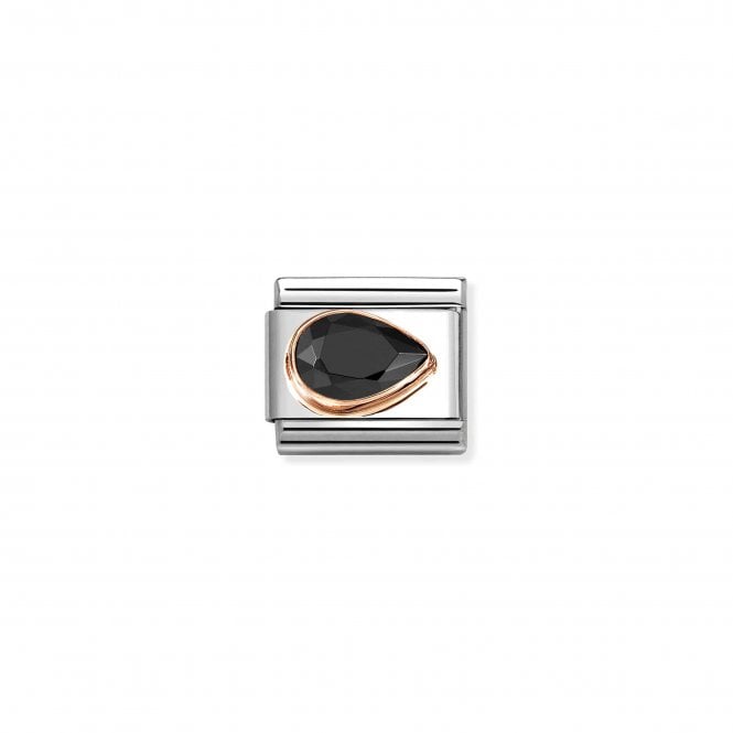 NOMINATION ITALY Classic Rose Gold Black CZ Right Drop Stone Charm