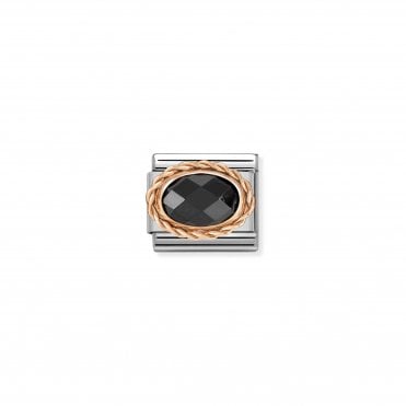 Classic Rose Gold Black Faceted CZ Charm