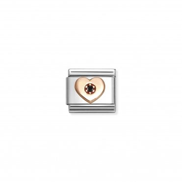 Classic Rose Gold Black Heart Charm