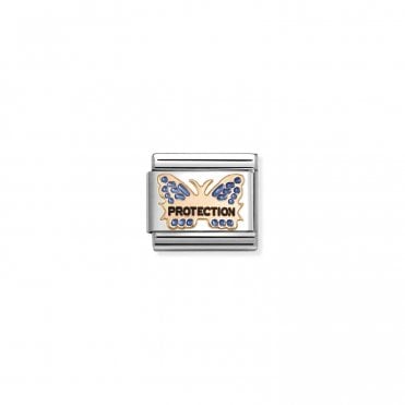 Classic Rose Gold Blue Butterfly PROTECTION Charm