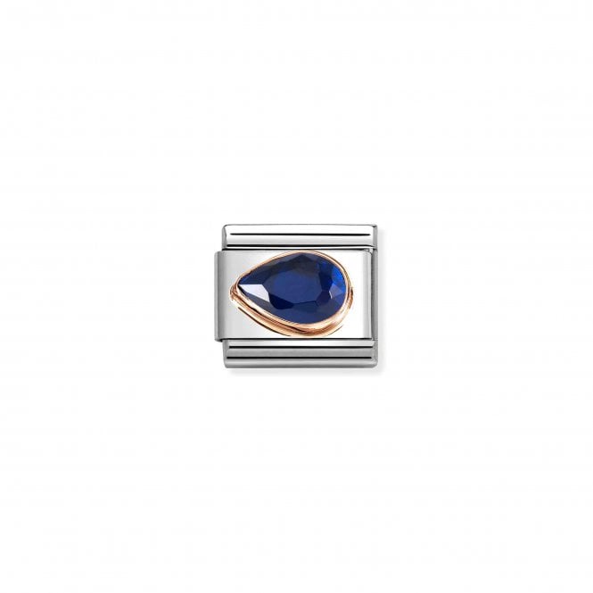 NOMINATION ITALY Classic Rose Gold Blue CZ Left Drop Stone Charm