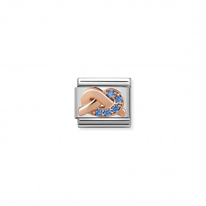 NOMINATION ITALY Classic Rose Gold & Blue CZ Mother And Son Bond Knot Charm