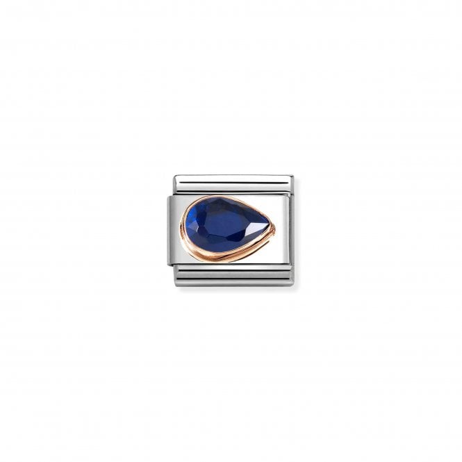 NOMINATION ITALY Classic Rose Gold Blue CZ Right Drop Stone Charm