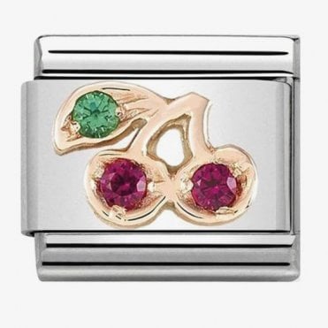 Classic Rose Gold Cherry with CZ Charm