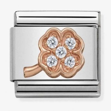 Classic Rose Gold Clover with CZ Charm