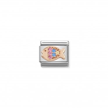 Classic Rose Gold & Coloured CZ Fish Charm