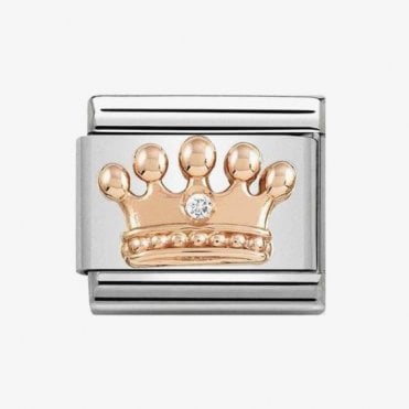 Classic Rose Gold Crown with CZ Charm