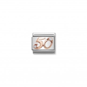 Classic Rose Gold & CZ 50 Charm