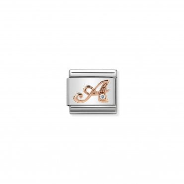 Classic Rose Gold & CZ Letter A Charm