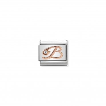 Classic Rose Gold & CZ Letter B Charm