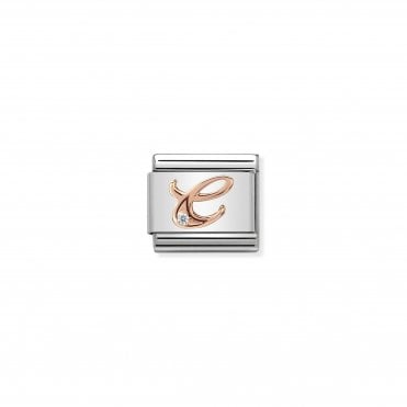 Classic Rose Gold & CZ Letter C Charm