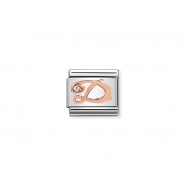 Classic Rose Gold & CZ Letter D Charm