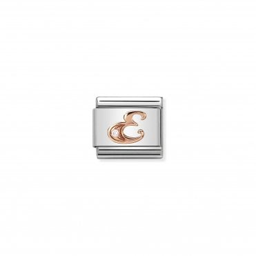 Classic Rose Gold & CZ Letter E Charm