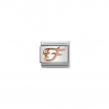 Classic Rose Gold & CZ Letter F Charm