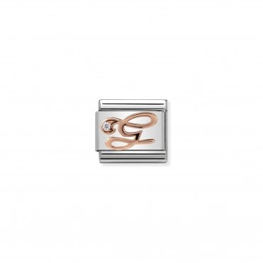 Classic Rose Gold & CZ Letter G Charm
