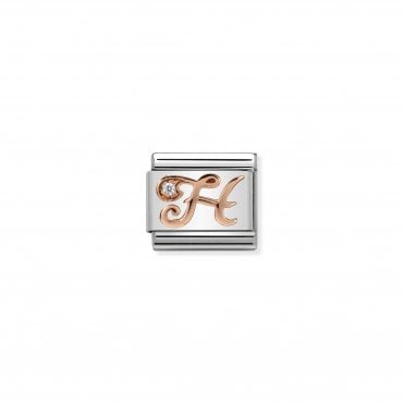 Classic Rose Gold & CZ Letter H Charm