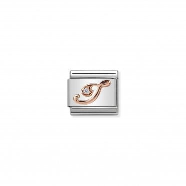 Classic Rose Gold  & CZ Letter I Charm