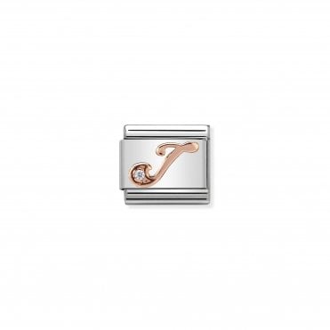 Classic Rose Gold & CZ Letter J Charm