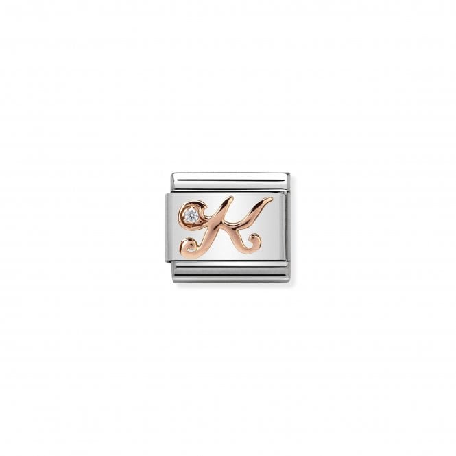 NOMINATION ITALY Classic Rose Gold & CZ Letter K Charm