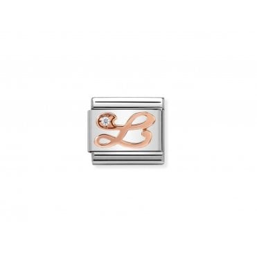 Classic Rose Gold & CZ Letter L Charm