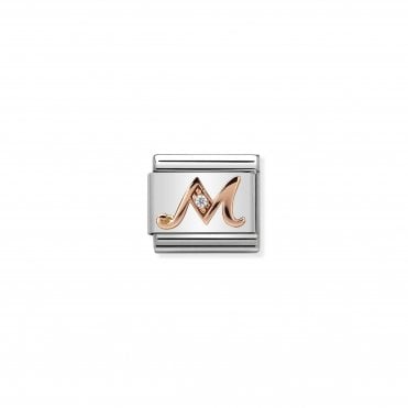 Classic Rose Gold & CZ Letter M Charm