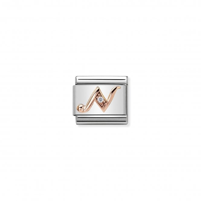 NOMINATION ITALY Classic Rose Gold & CZ Letter N Charm