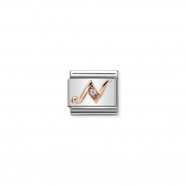 Classic Rose Gold & CZ Letter N Charm