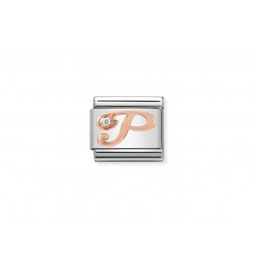 Classic Rose Gold & CZ Letter P Charm