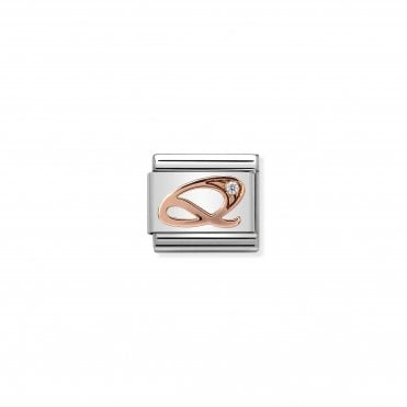 Classic Rose Gold & CZ Letter Q Charm