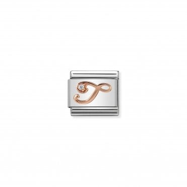 Classic Rose Gold & CZ Letter T Charm