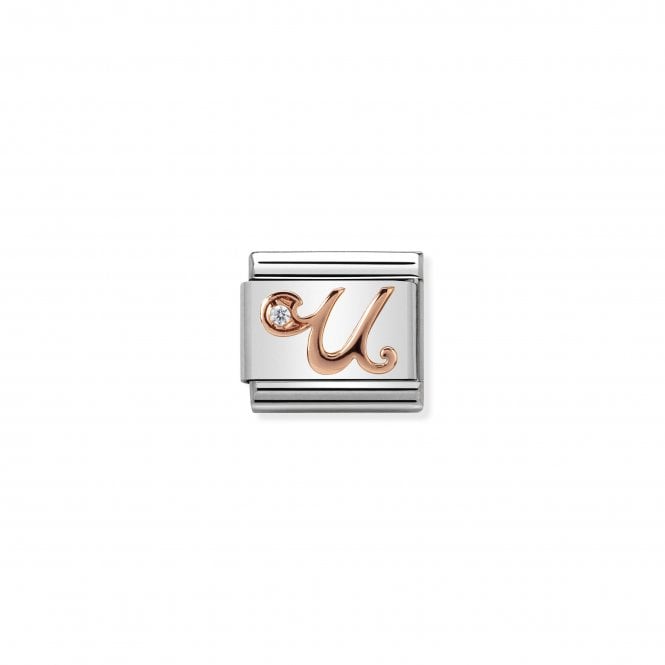 NOMINATION ITALY Classic Rose Gold & CZ Letter U Charm