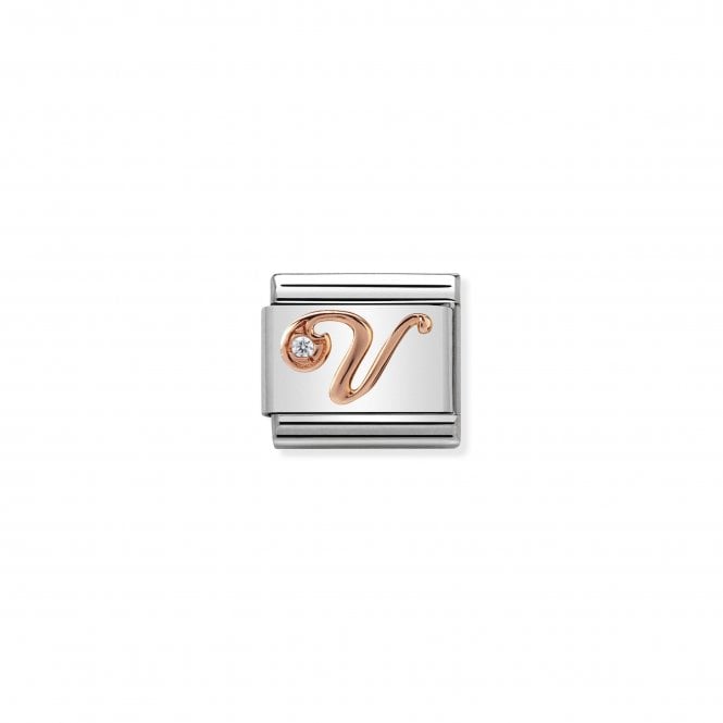 NOMINATION ITALY Classic Rose Gold & CZ Letter V Charm