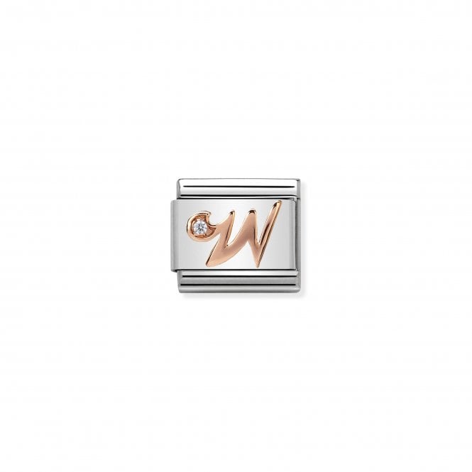 NOMINATION ITALY Classic Rose Gold & CZ Letter W Charm