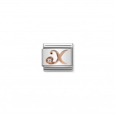 Classic Rose Gold & CZ Letter X Charm