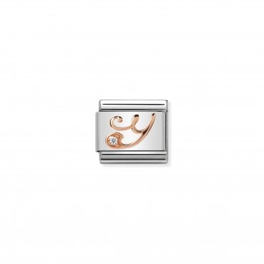 Classic Rose Gold & CZ Letter Y Charm