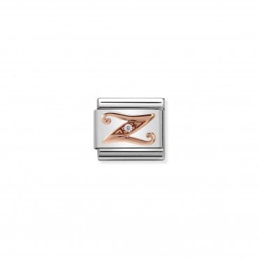 Classic Rose Gold & CZ Letter Z Charm