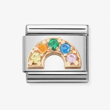 Classic Rose Gold CZ Rainbow Charm