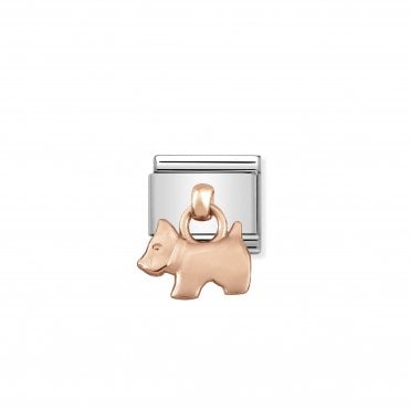 Classic Rose Gold Dog Drop Charm