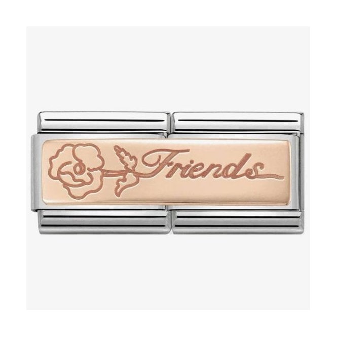 NOMINATION ITALY Classic Rose Gold Double Link Friends with Flower Charm