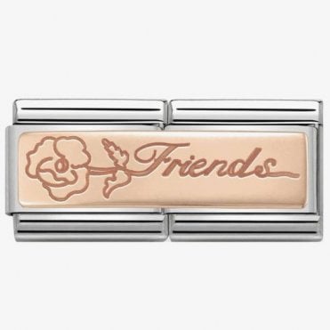 Classic Rose Gold Double Link Friends with Flower Charm