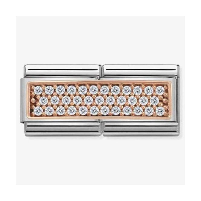 NOMINATION ITALY Classic Rose Gold Double Link White CZ Charm