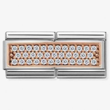 Classic Rose Gold Double Link White CZ Charm