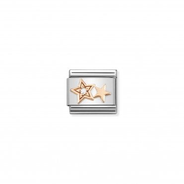 Classic Rose Gold Double Star with CZ Charm