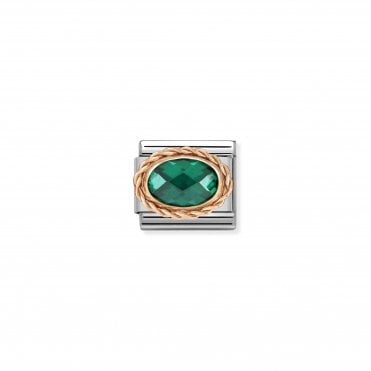 Classic Rose Gold Emerald Green CZ Charm