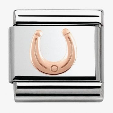 Classic Rose Gold Engraved Horseshoe Charm