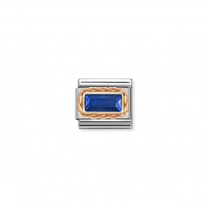 NOMINATION ITALY Classic Rose Gold Faceted Baguette Blue CZ Charm