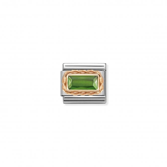 NOMINATION ITALY Classic Rose Gold Faceted Baguette Green CZ Charm