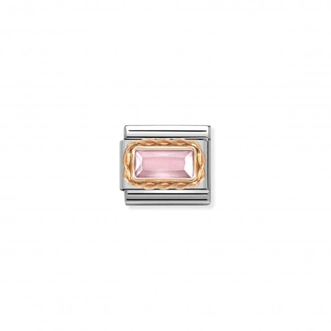 NOMINATION ITALY Classic Rose Gold Faceted Baguette Pink CZ Charm