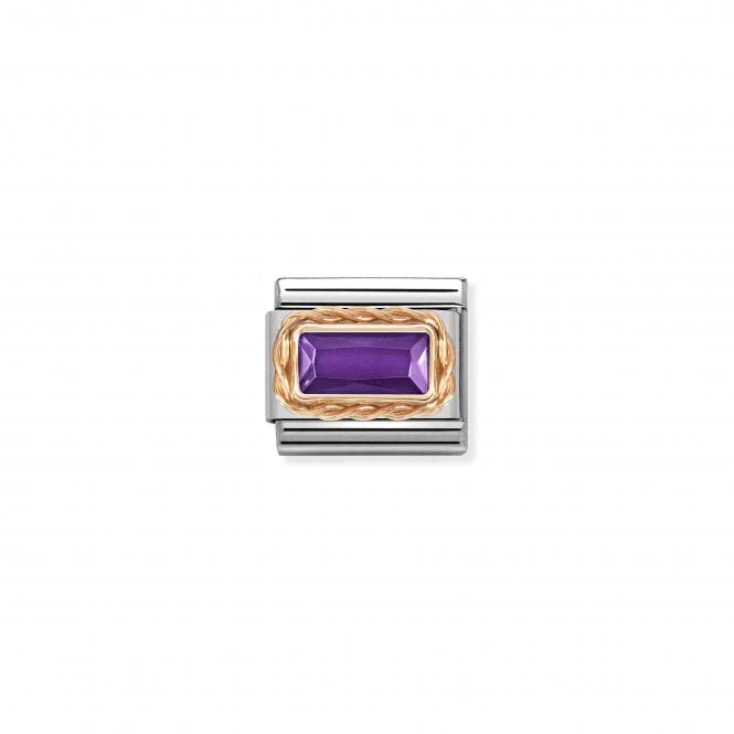 NOMINATION ITALY Classic Rose Gold Faceted Baguette Violet CZ Charm