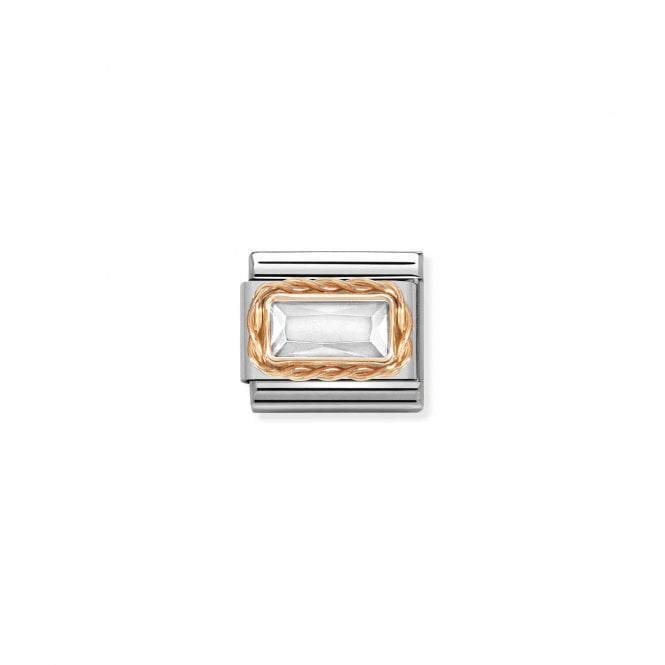 NOMINATION ITALY Classic Rose Gold Faceted Baguette White CZ Charm